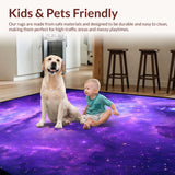 Ultra Soft Area Rug, Non Slip, Stain Resistant, Washable Area Rugs for Living Room, Bedroom, Brilliant Night Sky Tapestry Style(Purple)