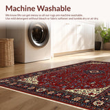 Ultra Soft Area Rug, Non Slip, Stain Resistant, Washable Area Rugs for Living Room, Bedroom, Luxurious Deep Red Tiled Pattern(Red)