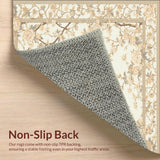 Ultra Soft Area Rug, Non Slip, Stain Resistant, Washable Area Rugs for Living Room, Bedroom, Beige Grey Runner Area Non Slip Rubber Backing(Beige)