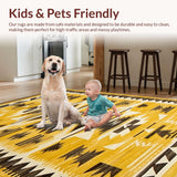Ultra Soft Area Rug, Non Slip, Stain Resistant, Washable Area Rugs for Living Room, Bedroom, Chic Yellow-Brown Abstract Composition(Yellow)