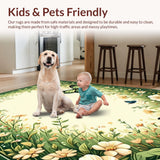 Ultra Soft Area Rug, Non Slip, Stain Resistant, Washable Area Rugs for Living Room, Bedroom, Vibrant Butterfly Botanical Print(Beige)