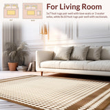 Ultra Soft Area Rug, Non Slip, Stain Resistant, Washable Area Rugs for Living Room, Bedroom, Brown Beige Contemporary(Beige)