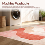 Ultra Soft Area Rug, Non Slip, Stain Resistant, Washable Area Rugs for Living Room, Bedroom, Trendy Soft Beige Arc Arrangement(Pink)
