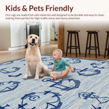 Ultra Soft Area Rug, Non Slip, Stain Resistant, Washable Area Rugs for Living Room, Bedroom, Rustic Blue Coastal Charm(Blue)