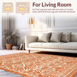 Ultra Soft Area Rug, Non Slip, Stain Resistant, Washable Area Rugs for Living Room, Bedroom, Stylish Pastel Floral Accents(Orange)