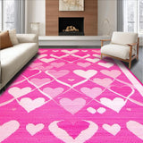 Ultra Soft Area Rug, Non Slip, Stain Resistant, Washable Area Rugs for Living Room, Bedroom, Trendy Abstract Heart Shapes(Pink)