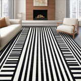 Ultra Soft Area Rug, Non Slip, Stain Resistant, Washable Area Rugs for Living Room, Bedroom, Striped Woven Rug: Farmhouse Style Area Rug(Black)