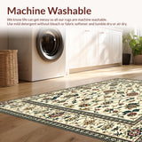 Ultra Soft Area Rug, Non Slip, Stain Resistant, Washable Area Rugs for Living Room, Bedroom, Beige Floral Vintage(Beige)