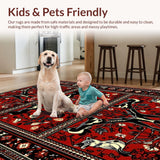 Ultra Soft Area Rug, Non Slip, Stain Resistant, Washable Area Rugs for Living Room, Bedroom, Vintage Lodge Cabin Non-Slip Floor Mat(Red)