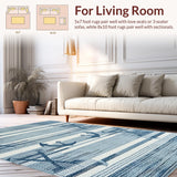 Ultra Soft Area Rug, Non Slip, Stain Resistant, Washable Area Rugs for Living Room, Bedroom, Nautical Denim Textured Canvas(Blue)