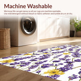Ultra Soft Area Rug, Non Slip, Stain Resistant, Washable Area Rugs for Living Room, Bedroom, Vibrant Springtime Garden Motif(Purple)