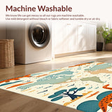 Beige with Cartoon Dinosaurs and Vintage Style World Map(Beige)