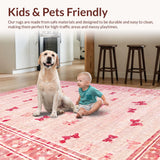 Ultra Soft Area Rug, Non Slip, Stain Resistant, Washable Area Rugs for Living Room, Bedroom, Lovely Pink Bow Pattern Carpet for Whimsical Decor(Pink)