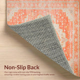 Ultra Soft Area Rug, Non Slip, Stain Resistant, Washable Area Rugs for Living Room, Bedroom, Elegant Distressed Ethnic Motif(Orange)
