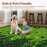 Ultra Soft Area Rug, Non Slip, Stain Resistant, Washable Area Rugs for Living Room, Bedroom, Rustic Forest Creature Design(Green)