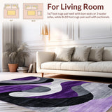 Ultra Soft Area Rug, Non Slip, Stain Resistant, Washable Area Rugs for Living Room, Bedroom, Luxurious Purple Grey Flowing Patterns(Purple)