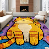 Ultra Soft Area Rug, Non Slip, Stain Resistant, Washable Area Rugs for Living Room, Bedroom, Cute Animal Porch Rug for Cat Lovers, Easy to Clean(Orange)