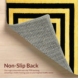 Ultra Soft Area Rug, Non Slip, Stain Resistant, Washable Area Rugs for Living Room, Bedroom, Luxury Greek Key Black Gold Entryway Runner(Yellow)