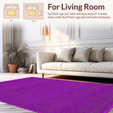 Ultra Soft Area Rug, Non Slip, Stain Resistant, Washable Area Rugs for Living Room, Bedroom, Bold Geometric Patterned Aesthetic(Purple)