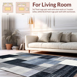 Ultra Soft Area Rug, Non Slip, Stain Resistant, Washable Area Rugs for Living Room, Bedroom, Contemporary Abstract Grey Tones(Blue)