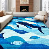 Ultra Soft Area Rug, Non Slip, Stain Resistant, Washable Area Rugs for Living Room, Bedroom, Kid-Friendly Fun Animal Imagery(Blue)