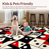 Ultra Soft Area Rug, Non Slip, Stain Resistant, Washable Area Rugs for Living Room, Bedroom, Chic Red and Black Geometry(Black)