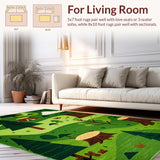 Ultra Soft Area Rug, Non Slip, Stain Resistant, Washable Area Rugs for Living Room, Bedroom, Cheerful Leafy Canopy Theme(Green)