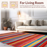 Ultra Soft Area Rug, Non Slip, Stain Resistant, Washable Area Rugs for Living Room, Bedroom, Dynamic Red-Blue Yellow Fusion(Red)