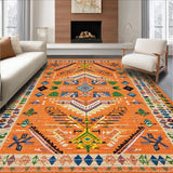 Ultra Soft Area Rug, Non Slip, Stain Resistant, Washable Area Rugs for Living Room, Bedroom, Bold Oceanic Wave Motif(Orange)
