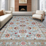 Ultra Soft Area Rug, Non Slip, Stain Resistant, Washable Area Rugs for Living Room, Bedroom, Chic Vintage Botanical Motif(Gray)