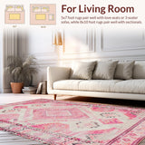 Ultra Soft Area Rug, Non Slip, Stain Resistant, Washable Area Rugs for Living Room, Bedroom, Modern Boho Abstract Patterns(Pink)