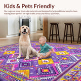 Ultra Soft Area Rug, Non Slip, Stain Resistant, Washable Area Rugs for Living Room, Bedroom, Rustic Lattice Style Aesthetic(Purple)