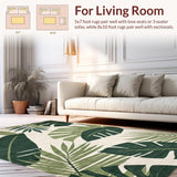Ultra Soft Area Rug, Non Slip, Stain Resistant, Washable Area Rugs for Living Room, Bedroom, Tropical Khaki Leaf Aesthetic(Green)