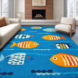 Ultra Soft Area Rug, Non Slip, Stain Resistant, Washable Area Rugs for Living Room, Bedroom, Vibrant Coastal Animal Design(Blue)