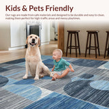 Ultra Soft Area Rug, Non Slip, Stain Resistant, Washable Area Rugs for Living Room, Bedroom, Sophisticated Geometric Earthy Palette(Blue)