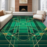 Ultra Soft Area Rug, Non Slip, Stain Resistant, Washable Area Rugs for Living Room, Bedroom, Striking Emerald Abstract Composition(Green)