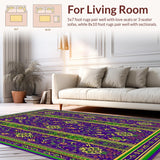 Ultra Soft Area Rug, Non Slip, Stain Resistant, Washable Area Rugs for Living Room, Bedroom, Rustic Colorful Diamond Pattern(Purple)