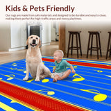 Ultra Soft Area Rug, Non Slip, Stain Resistant, Washable Area Rugs for Living Room, Bedroom, Elementary Rainbow Melody Style(Blue)