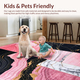 Ultra Soft Area Rug, Non Slip, Stain Resistant, Washable Area Rugs for Living Room, Bedroom, Minimalist Pink and Charcoal Contrast(Pink)