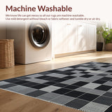 Ultra Soft Area Rug, Non Slip, Stain Resistant, Washable Area Rugs for Living Room, Bedroom, Sophisticated Minimalist Grid Pattern(Black)