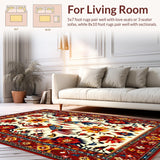 Ultra Soft Area Rug, Non Slip, Stain Resistant, Washable Area Rugs for Living Room, Bedroom, Charming Brightly Colored Illustrations(White)