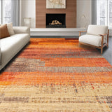 Ultra Soft Area Rug, Non Slip, Stain Resistant, Washable Area Rugs for Living Room, Bedroom, Artistic Abstract Washable Area Rug(Orange)