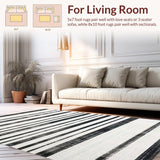 Ultra Soft Area Rug, Non Slip, Stain Resistant, Washable Area Rugs for Living Room, Bedroom, Striking Layered Stripe Area Rug for Entryways(Black)