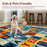 Ultra Soft Area Rug, Non Slip, Stain Resistant, Washable Area Rugs for Living Room, Bedroom, Chic Playful Alphabetic Motif(Orange)
