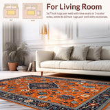 Ultra Soft Area Rug, Non Slip, Stain Resistant, Washable Area Rugs for Living Room, Bedroom, Bold Mediterranean Abstract Aesthetic(Orange)