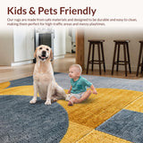 Ultra Soft Area Rug, Non Slip, Stain Resistant, Washable Area Rugs for Living Room, Bedroom, Geometric Abstract Bedroom High Traffic Area Carpet(Gold)