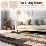 Ultra Soft Area Rug, Non Slip, Stain Resistant, Washable Area Rugs for Living Room, Bedroom, Playful Modern Rustic Motif(Gray)