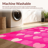 Ultra Soft Area Rug, Non Slip, Stain Resistant, Washable Area Rugs for Living Room, Bedroom, Stylish Heart-Inspired Room Element(Pink)