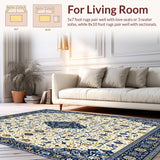 Ultra Soft Area Rug, Non Slip, Stain Resistant, Washable Area Rugs for Living Room, Bedroom, Abstract Floral for(Blue)