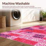 Ultra Soft Area Rug, Non Slip, Stain Resistant, Washable Area Rugs for Living Room, Bedroom, Bold Whimsical Script Design(Pink)